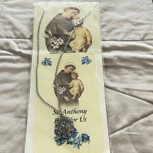 2/$15 Silver tone – Saint Anthony pendant Around 20” long - NWOT